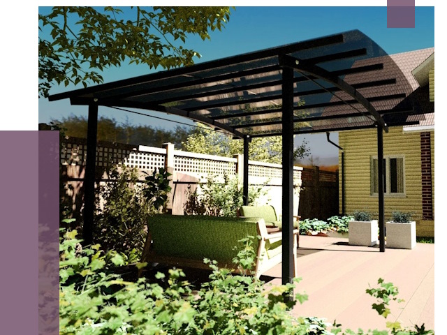 Навесы для террасы в Ржеве от 13106 руб. под ключ | ПРОЛЁТ-Ржв