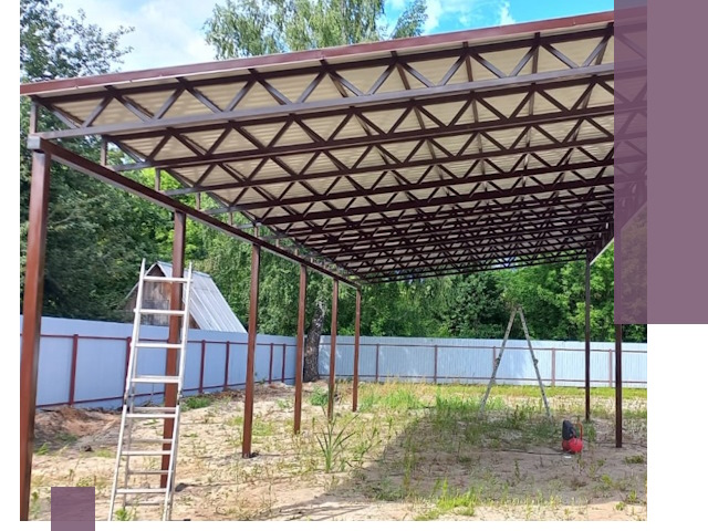 Односкатные навесы под ключ в Ржеве — изготовление и монтаж