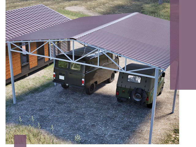 Двускатные навесы под ключ в Ржеве — изготовление и монтаж